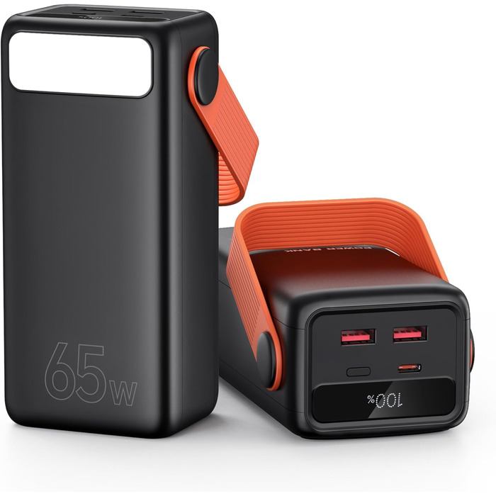 Power Bank 60000mAh 65W з USB-C: Зовнішній акумулятор для ноутбука, смартфона, планшета (Помаранчевий)