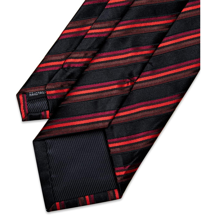 Чоловічі краватки YourTies: смугасті та клітинчасті моделі з шовкового тканння, комплект з краватковою кліпсою (червоно-чорна смужка)