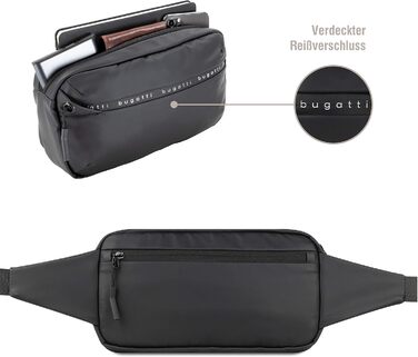 Чоловіча поясна сумка Bugatti Blanc - для подорожей, повсякденного використання та спорту (Чорна)