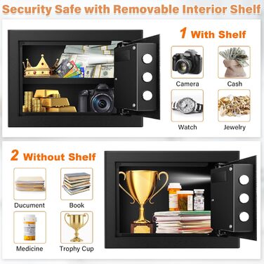 Сейф для дому Safe Tresor 25L вогне- та водостійкий з цифровим кодом, полицею та сигналізацією для цінностей, документів, ліків