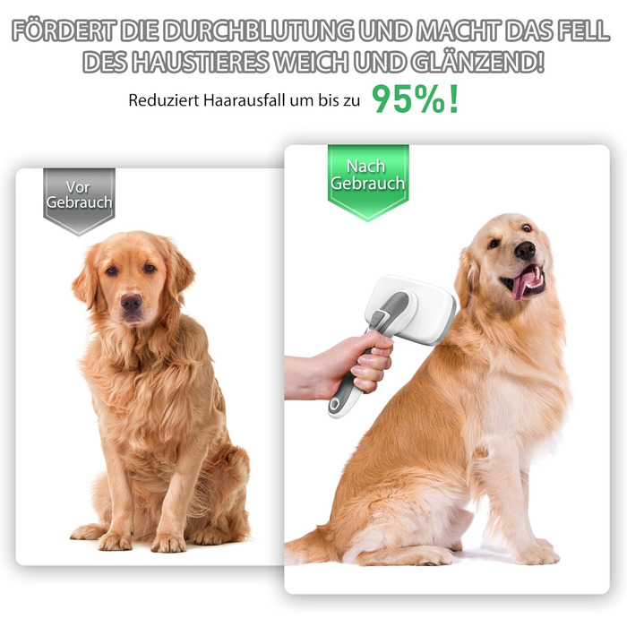 Щітка для собак та котів, самоочисна, для вичісування підшерстка та відмерлого волосся, підходить для довгошерстих та короткошерстих порід, делікатно впливає на шкіру, зменшує випадання шерсті, зелена