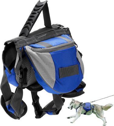 Рюкзак для собак Cyrank: набір посуду, жилет, сумка для їжі та води, рюкзак для собак, жилет для собак, сумка для їжі та води для собак, туристичний рюкзак для собак з світловідбиваючими смугами, жилет для собак, для великих собак (M)
