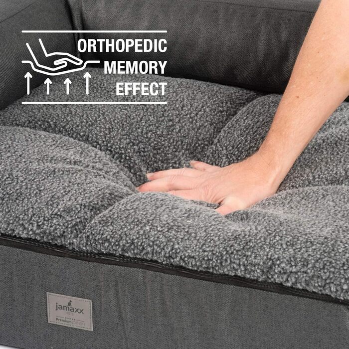 JAMAXX Преміум диван для собак 4-в-1 - ортопедичний диван з Memory Visco піною, знімні подушки, екстра-товста підкладка, змінний чохол, пральний, PDB3015 (L) 110x80x10 ECO антрацит 95*70*10 (L) Eco антрацит