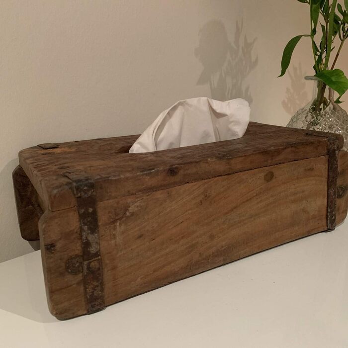 LS-Lifestyle Wooden Tissue Box Brown 31x15cm Brick Shape Cosmetic Tissue Box Facial Tissue Box
