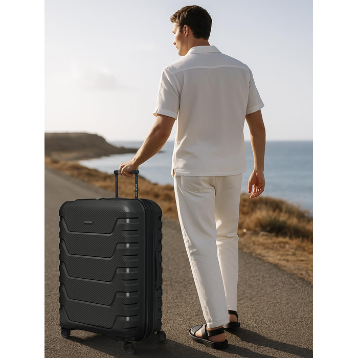 Чемодан тріумф SMARTBOX Hartschalen Check-in XL, 76 см, 111-120 л, розширюваний, з TSA-замком, з поліпропілену, 4 колеса, чорний