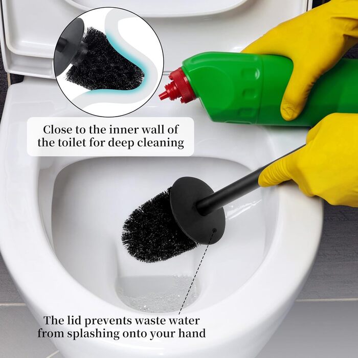 Щітка для унітазу Exleco з нержавіючої сталі, золота, з запасним насадкою та підставкою, настінна/підлогова