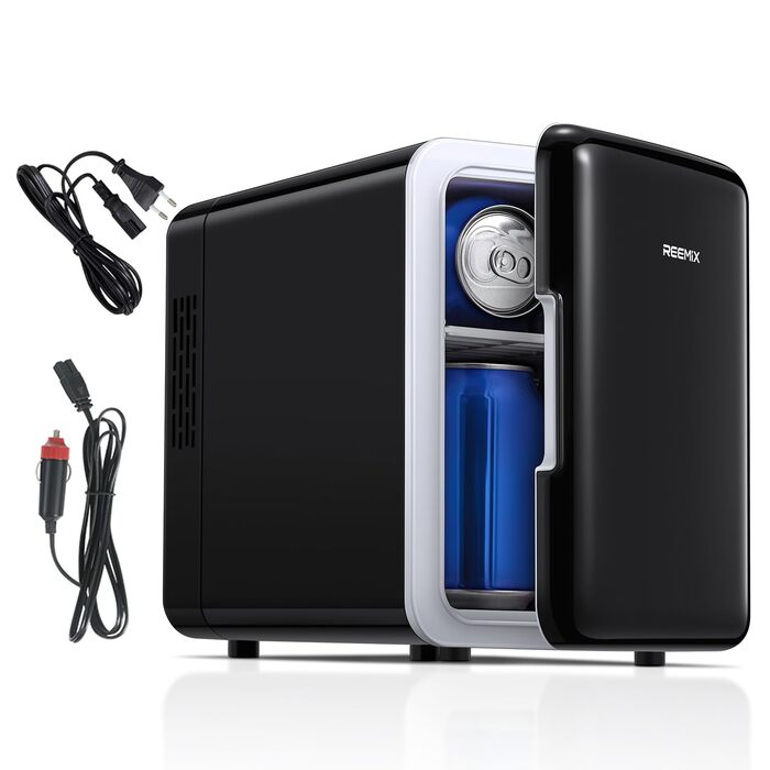 Міні-холодильник 6L, портативний, чорний: для косметики, напоїв, їжі. Ідеально для дому, офісу, авто