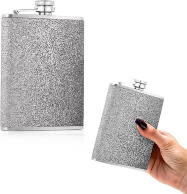 Сталевий флакон 304, 240мл з воронкою - витокозахисний, стильний, портативний набір флаконів для чоловіків та жінок. Сталева фляга для віскі (сріблястий)