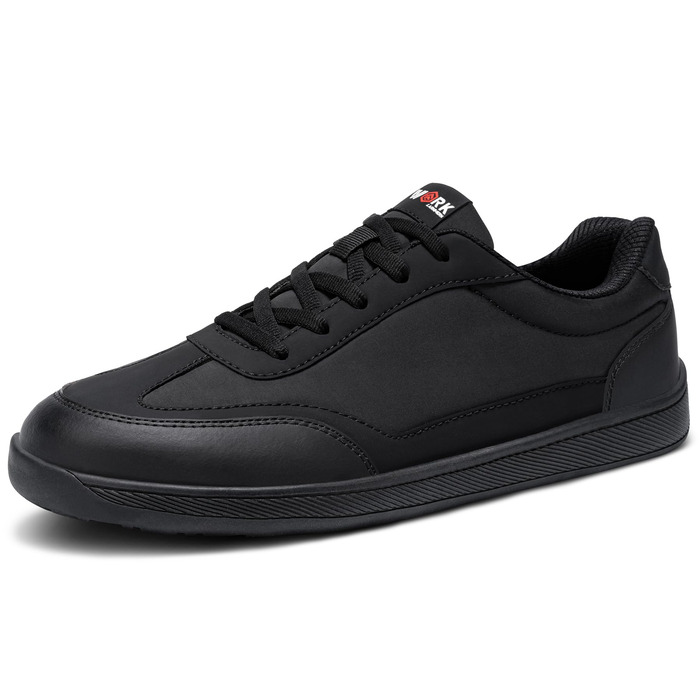 Чоловічі робочі черевики LARNMERN: неслизькі, дихаючі, з широким носком та сталевим підноском, чорні, розмір 42 EU