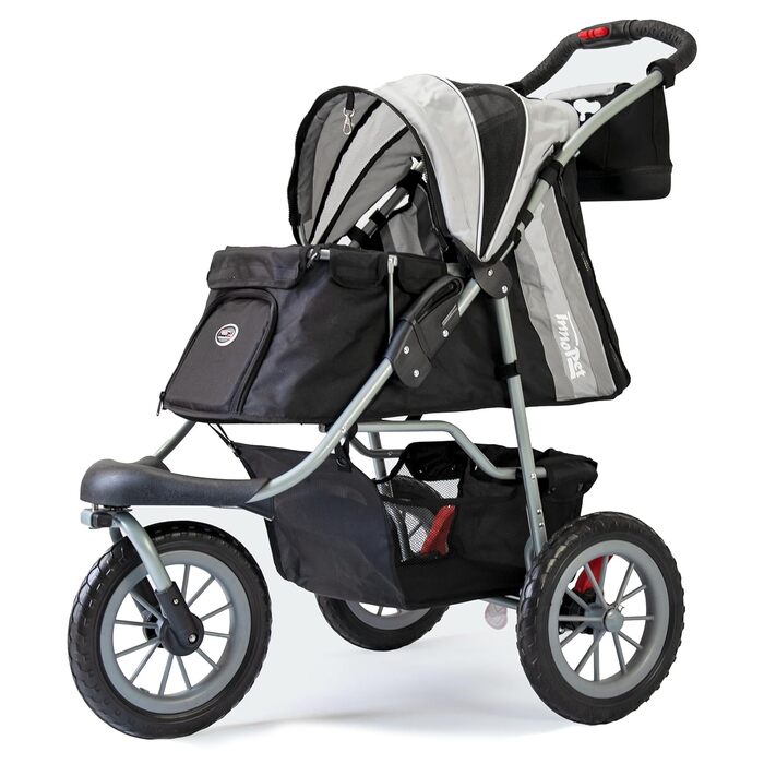 Візок для собак Innopet Comfort EFA Eco чорно-срібний – складний візок для собак та котів, для бездоріжжя та пляжу, колеса 30 см, вантажопідйомність 25 кг, матеріал з переробленого нейлону