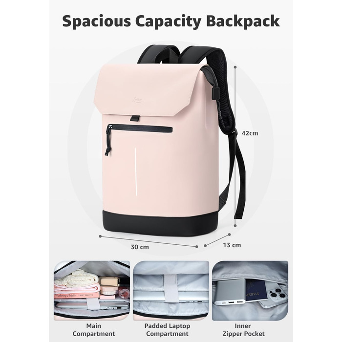 Чоловічий та жіночий рюкзак з матового шкірозамінника з відділенням для ноутбука 15,6