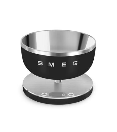 Цифрові кухонні ваги Smeg KSC01BLMWW зі знімною чашею з нержавіючої сталі, функція тари, 4 одиниці вимірювання, до 5 кг, чорні