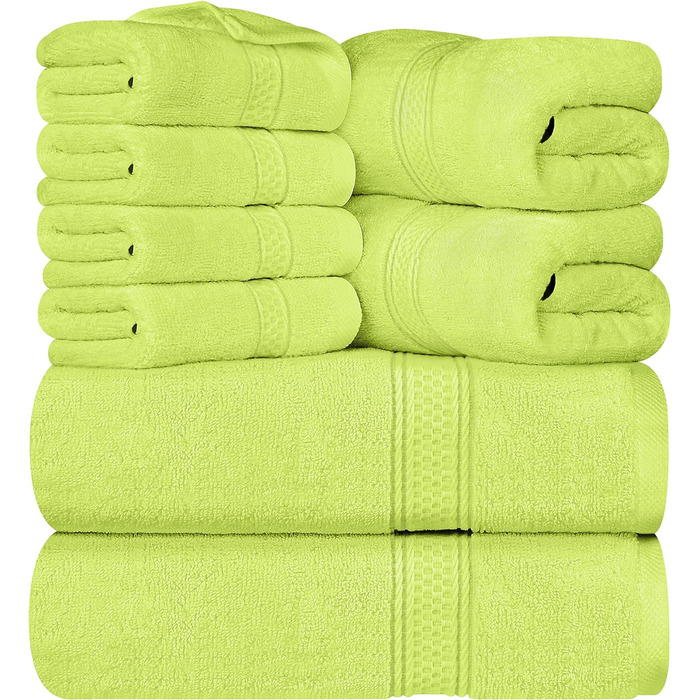 Utopia Towels 8-Piece Towel Set, Sage Green, 2 Bath Towels, 2 Hand Towels, and 4 Washcloths, 100% Cotton