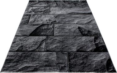 Килим для вітальні HomebyHome 120x170 см, прямокутний, чорно-сірий, короткий ворс, дизайн з дерева. Підходить для спальні, їдальні, кухні. М'який, пухнастий, легко миється.