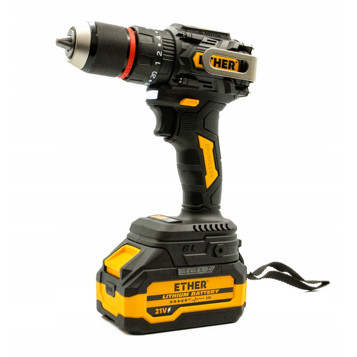 Акумуляторний шурупокрут ETHER Tools 21 В, безщітковий двигун, 4,0 Аг