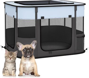 PawHut® Вольєр для цуценят, огорожа для собак, вольєр-загон, сірий, 74 x 60 x 45 см