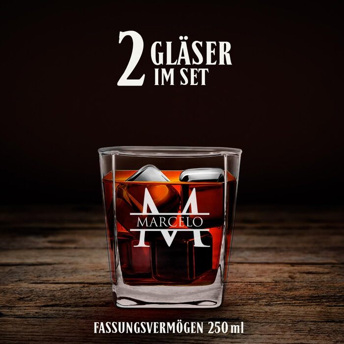 Maverton Whiskey Decanter + 2/4/6 Whiskey Glasses Set with Engraving - 700ml Decanter - Birthday Gift for Women - Monogram