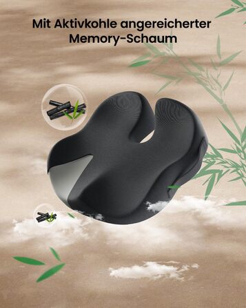 Ортопедична подушка для сидіння ProtoArc для офісного крісла: Memory Foam, рівномірний розподіл тиску, комфорт для офісу, авто, інвалідного візка, чорний, велика