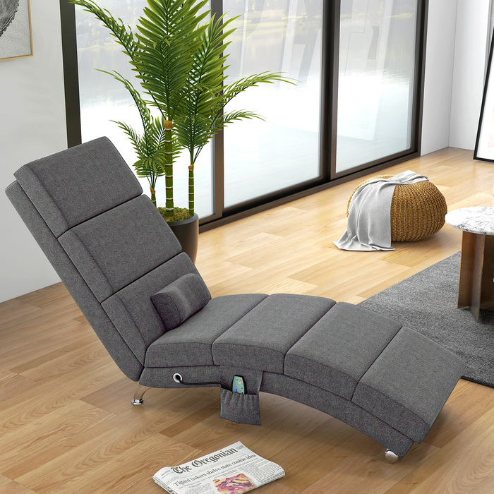 HOMCOM Recliner with Massage Function Electric Lounge Chair Massage Chair with High Backrest, Remote Control, Foldable TV Chair with 5 Modes, Pillow, Dark Grey | Aosom