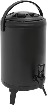 Stainless Steel Drink Dispenser, 10L Beverage Container with Spout, Cold and Hot Drink Dispenser for Parties and Camping (Black)