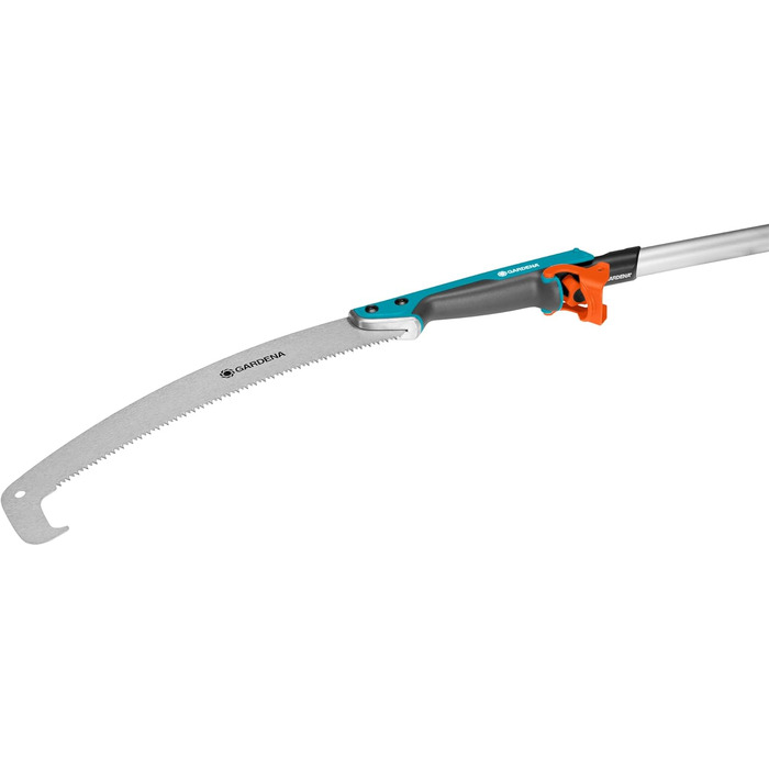 Садова пила Gardena combisystem 300 PP, вигнута, для обрізки гілок, довжина полотна 315 мм, з гачком для прибирання, хромована, протиковзний упор, двостороннє заточення
