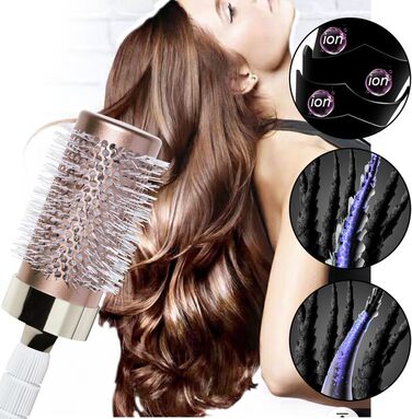 Набір для укладки волосся Haar-Rundbürste: круглі щітки для створення локонів та випрямлення, антистатична керамічна щітка з масажною насадкою та щіткою для розчісування, золота