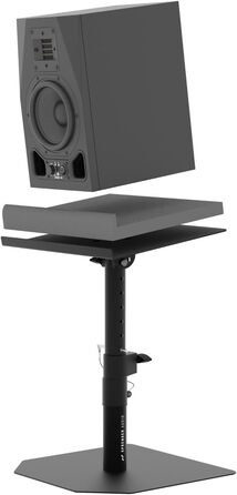 Надійні підставки для акустики зі звукопоглиначем – міцні, регульовані +/-20°, вантажопідйомність до 28 кг – ідеально для столу, студії або DJ-стілу