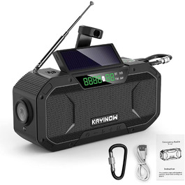 Сонячне радіо Kavolet: портативне радіо з ручним генератором, динамо, AM/FM, Power Bank 5000mAh, ліхтарик LED, SOS-сигнал для надзвичайних ситуацій, кемпінг, виживання