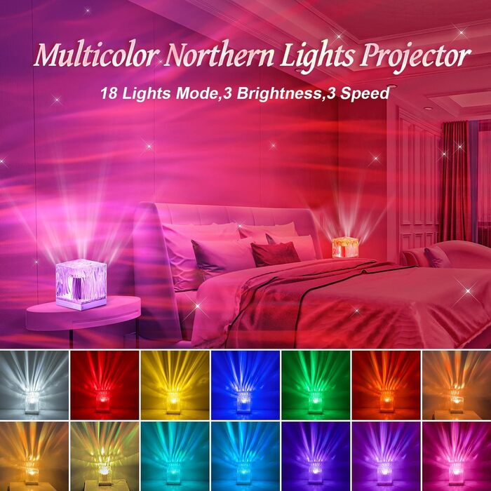 LED Star Projector, Northern Lights Lamp with 18 Lighting Effects, Night Light Sleep Aids, 15 Sound Machine, Northern Lights Lamp Remote Control Timer Star Projector for Kids, Adults, Party & Decor