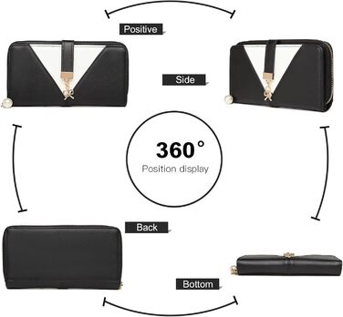 Сумка жіноча Lulu Daen середнього розміру зі штучної шкіри (PU) - чорна, комплект з гаманцем, для роботи, подорожей, бізнесу