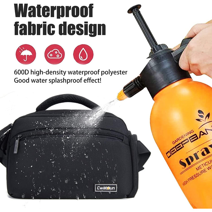 Водонепроникна сумка для камери на пояс/через плече Cwatcun для DSLR/SLR, чорна