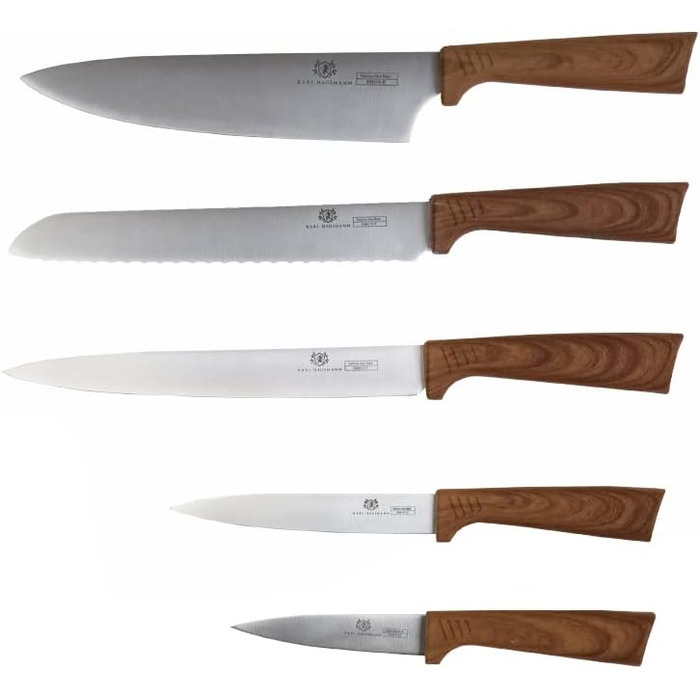 Набір ножів Karl Hausmann 5 предметів: ніжний блок, кухонні ножі з нержавіючої сталі (колір: коричневий)