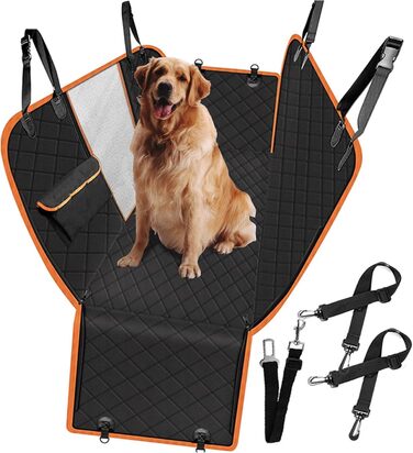 Накладки на сидіння автомобіля для собак Caliyo, 143.5x134 см, чорно-помаранчеві, водовідштовхувальні та стійкі до подряпин