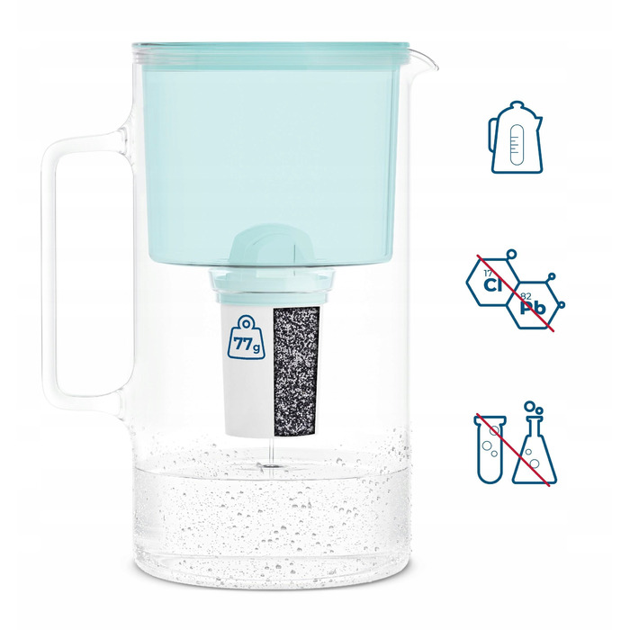 Скляний фільтр-кувшин Wessper D2 BOROSILICATE 3л, м'ятний + 10 фільтрів