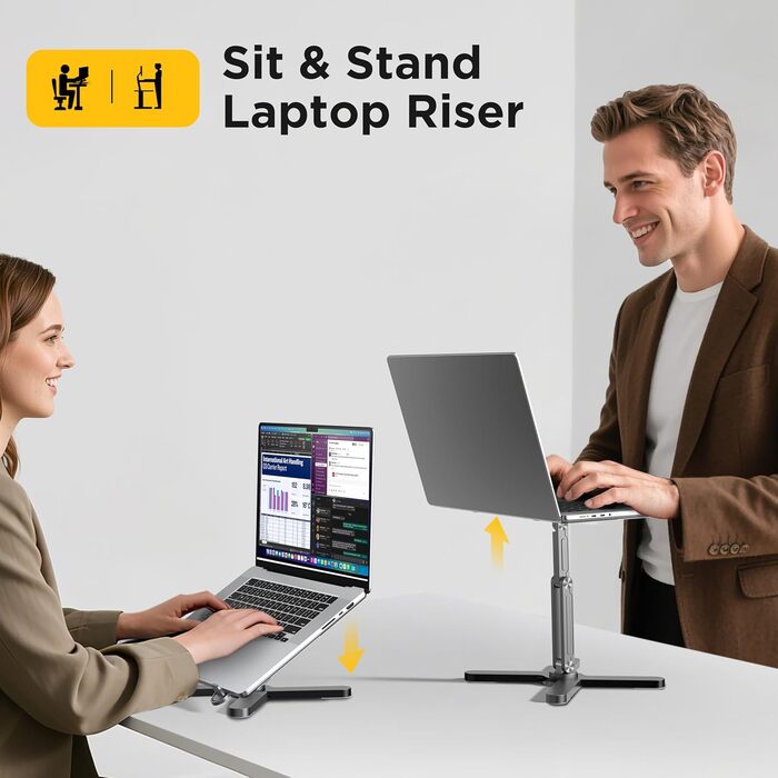 Підставка для ноутбука FoldWise X - алюмінієва, 360° обертання, складна, регульована висота та кут нахилу - стабільна та портативна підставка для ноутбука, MacBook та комп'ютера 11-18 дюймів, сіра