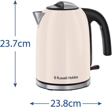 Електричний чайник Russell Hobbs Colours Plus Mocha з нержавіючими акцентами, 1.7л, 2400W, з індикатором рівня води, фільтром від накипу та функцією швидкого кип'ятіння