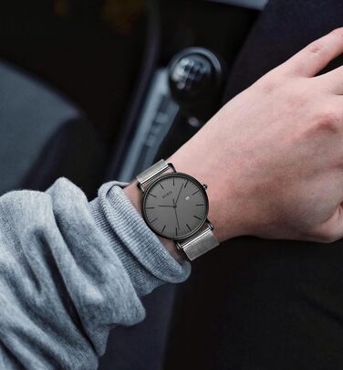 Годинник чоловічий BUREI, мінімалістичний, кварцовий, водонепроникний, ультратонкий. Ідеальний подарунок для чоловіків (сірий)