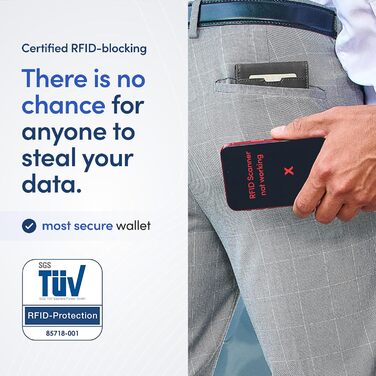 Чоловічий гаманець TRAVANDO Autin з RFID-захистом, з кліпсою для грошей, чорний/помаранчевий (Slim, сірий)