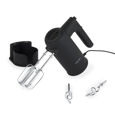 Ручний міксер Petra 300W з 5 швидкостями, турбо-функцією та набором насадок, срібний колір