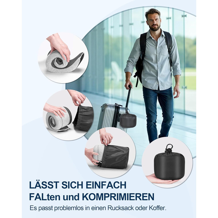 Подушка для шиї у подорожах: ортопедична, з memory foam, для дорослих та дітей, з маскою для сну та навушниками, якісний чохол