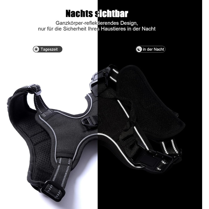 Нагрудник для собак Anti Pull для малих та середніх порід, безпечний, м'який, з регулюванням, дихаючий, з світловідбиваючими смугами (S)