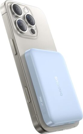 Power Bank Baseus 10000mAh з бездротовою зарядкою 15W, MagSafe, PD 22.5W, USB-C, білий (блакитний)