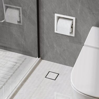 Вбудований тримач для туалетного паперу Neodrain з нержавіючої сталі, настінний, для ванної кімнати (17 x 17 см, білий)