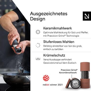 Набір млинок для солі та перцю LARS NYSØM з нержавіючої сталі з регульованою керамічною жорною (2 шт.)