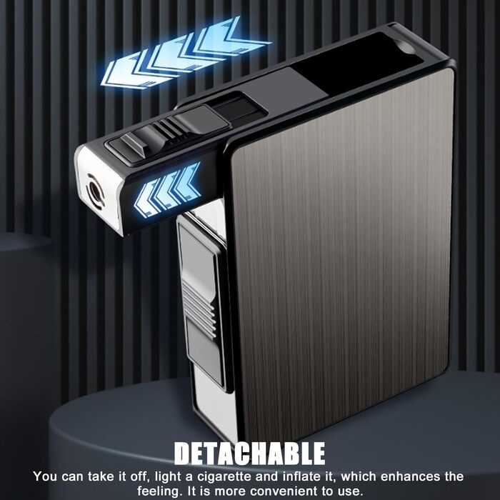 Електронне Zigarettenetui 2-в-1 з феєрверком, USB зарядка, на 20 сигарет, елегантний дизайн, вологостійке, без газу