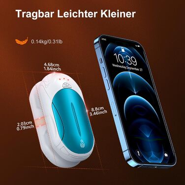 Електричний грілка для рук 2-в-1 OUTJUT 6000mAh, USB, акумулятор, 20 годин роботи, 3 режими нагріву, швидкий нагрів, для спорту на відкритому повітрі, подарунок на Різдво (4-блакитний та білий)