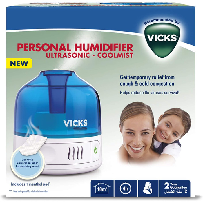 Зволожувач повітря Vicks Mini Cool Mist Ultraschall VUL525 - компактний, тихий, для сну, кашлю та застуди