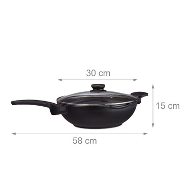 Relaxdays Wok Pan with Lid 30 cm