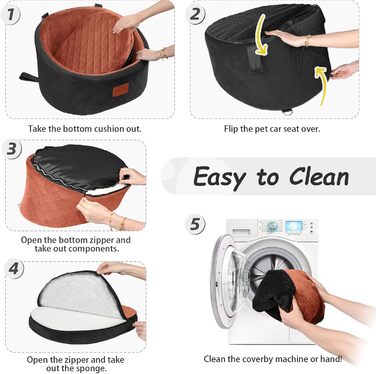 Зручний автокрісло для собак, автоліжко для тварин з кріпленням, неслизьке автоліжко для подорожей (чорний/коричневий, Small)