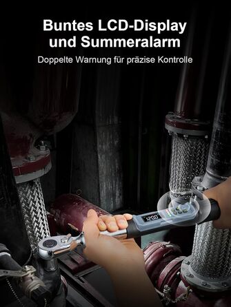 Цифровий шуруповерт з моментом, 2.66-53.1 in-lbs/ 1/4'' Drive, з моментом, для електриків з сигналом та LED-дисплеєм, 27 в 1 (10-200 Нм)